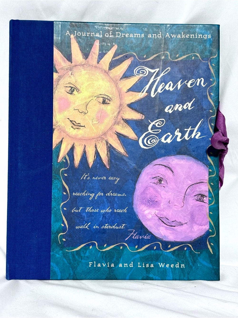 Celestial Vintage Heaven and Earth Journal - Blue with Sun and Moon Artwork